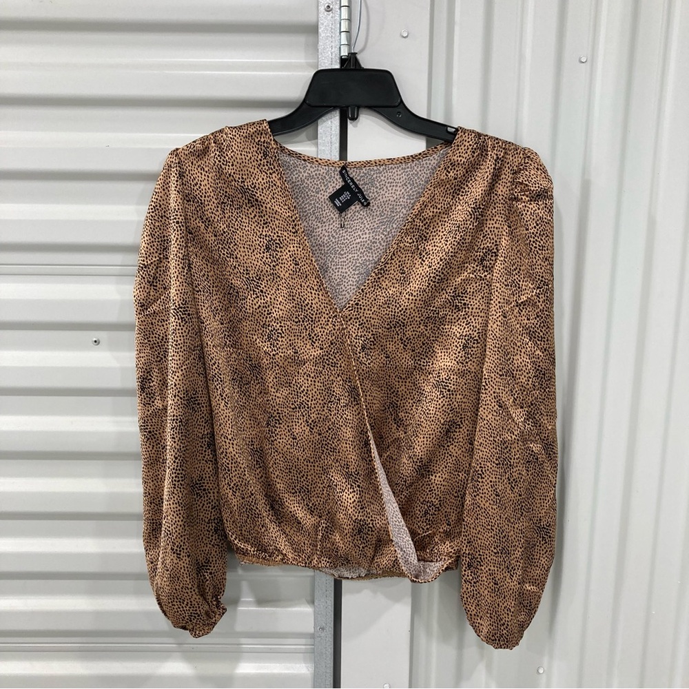 Sincerely Jules Brown Patterned Wrap Blouse